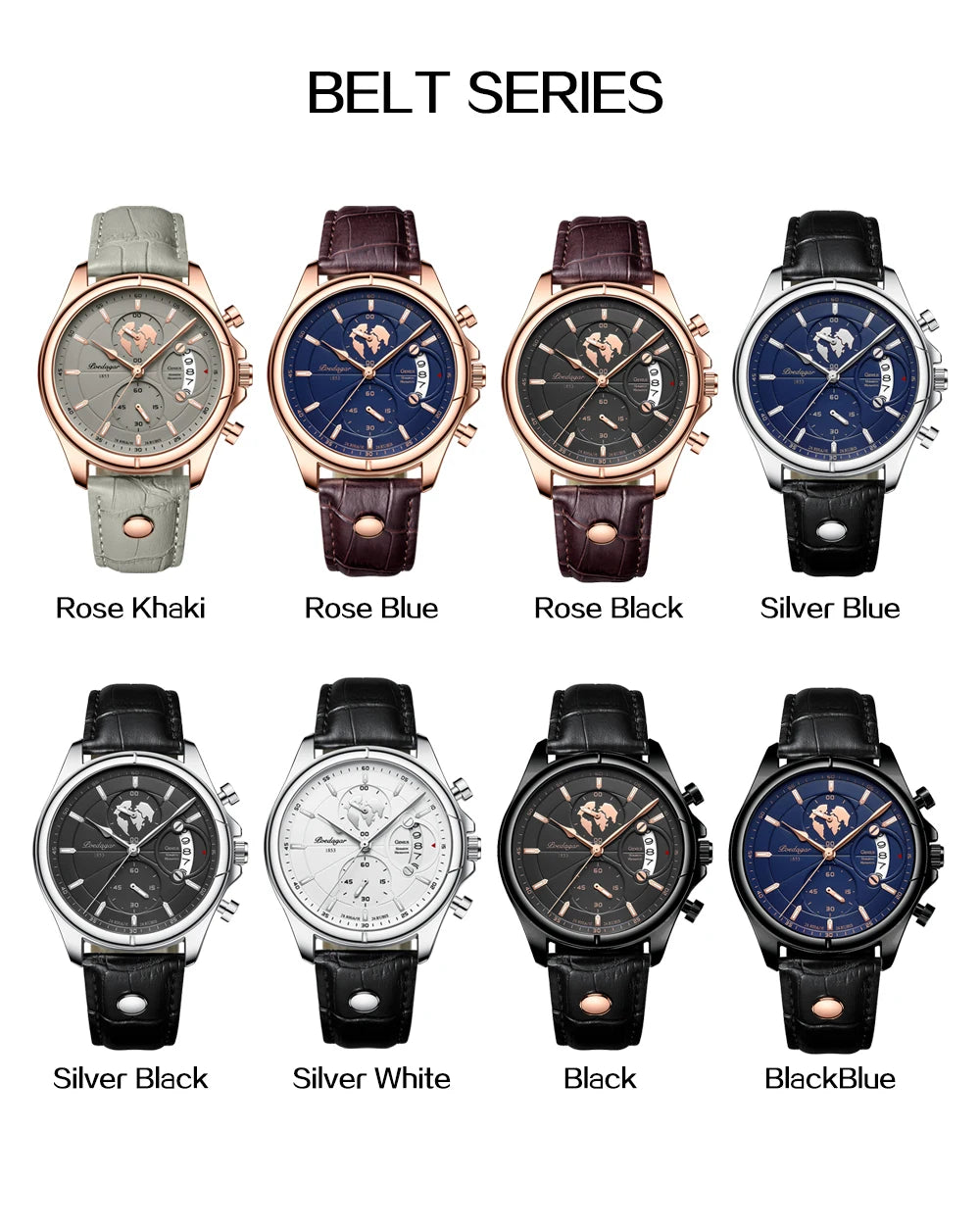 POEDAGAR Luxury Chronograph Watch for Men - Waterproof, Leather Strap, Date