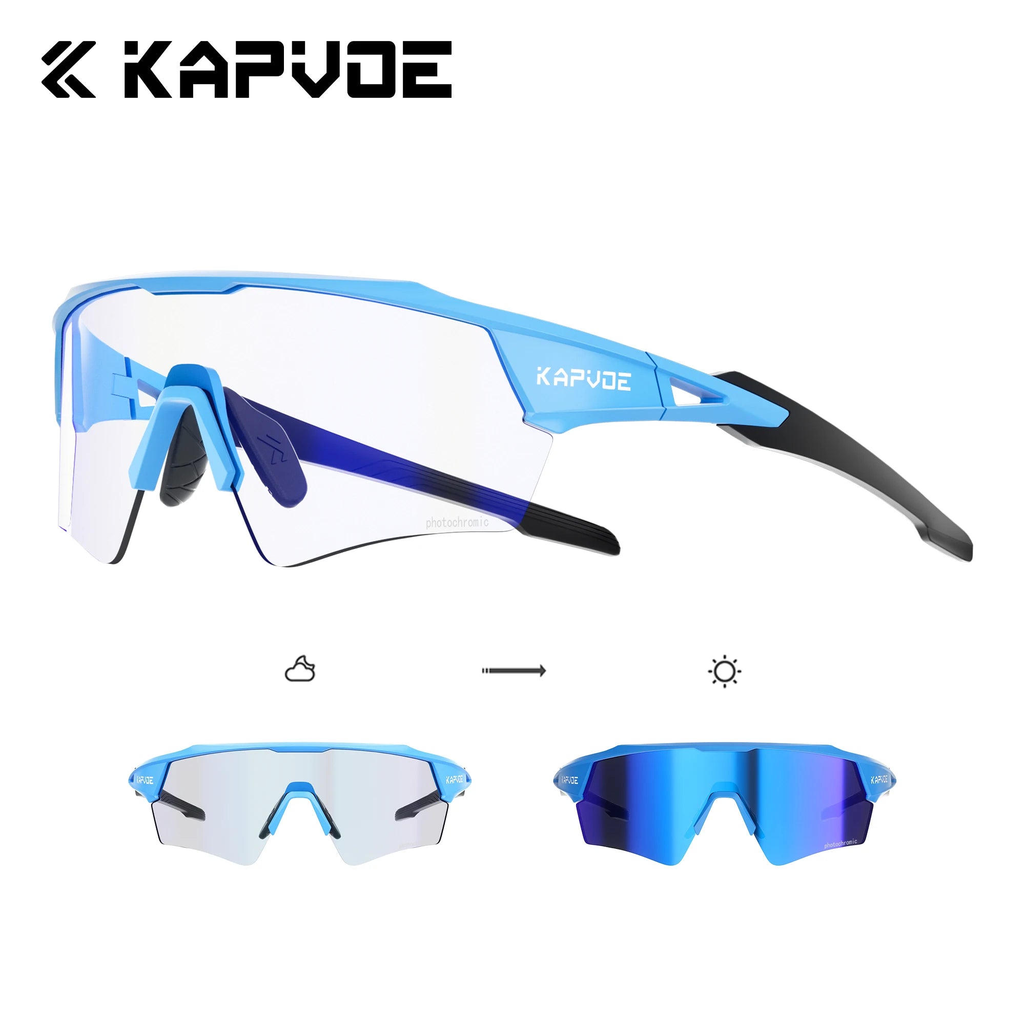 Kapvoe Photochromic Cycling Sunglasses UV400 MTB Road Bike Goggles Men Women