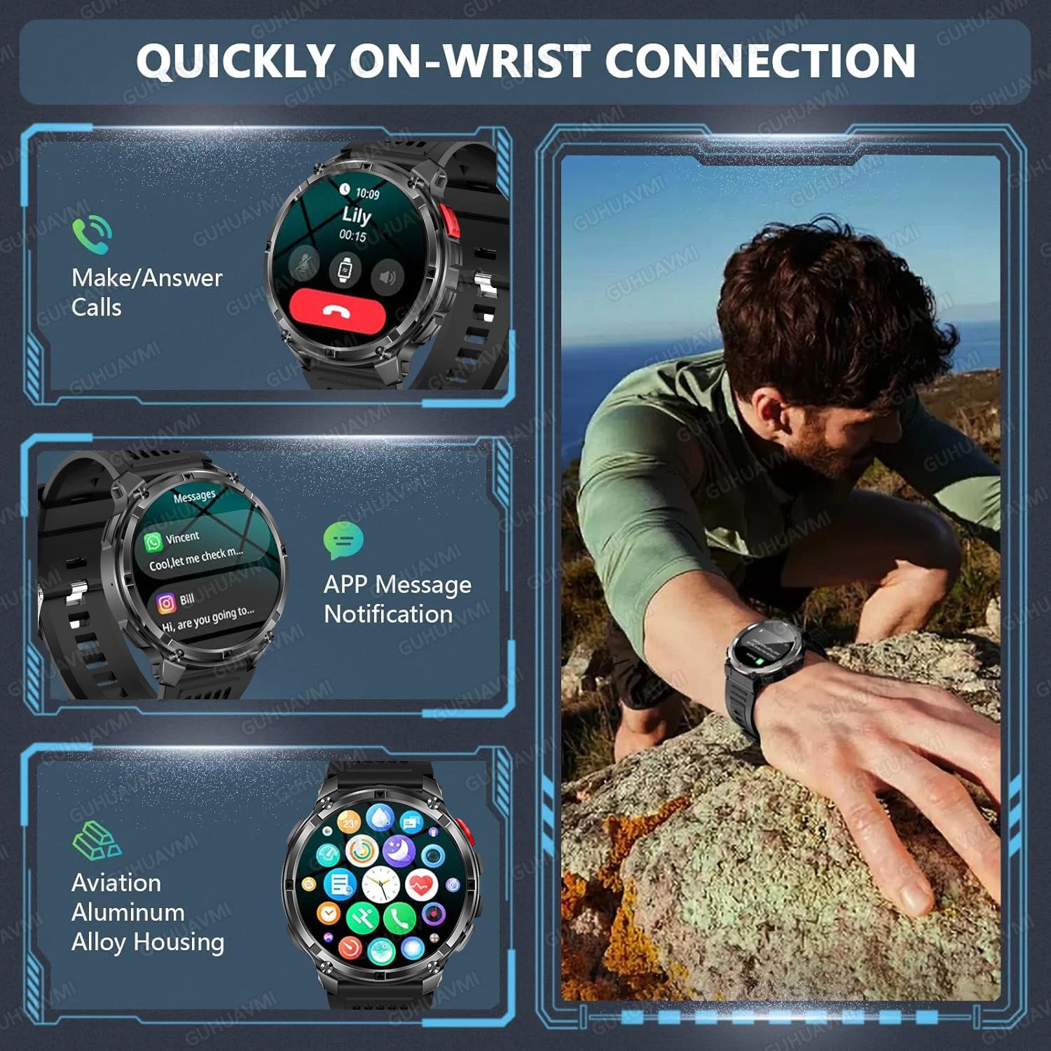 T-Rex3 Pro Smartwatch: GPS, 5ATM Waterproof, Military-Grade Sports & Outdoor Tracker