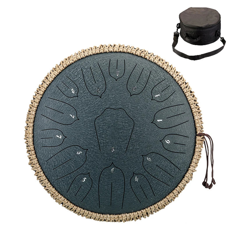 Hluru 13-inch Steel Tongue Drum - 15 Notes D Tone Glucophone Ethereal Percussion