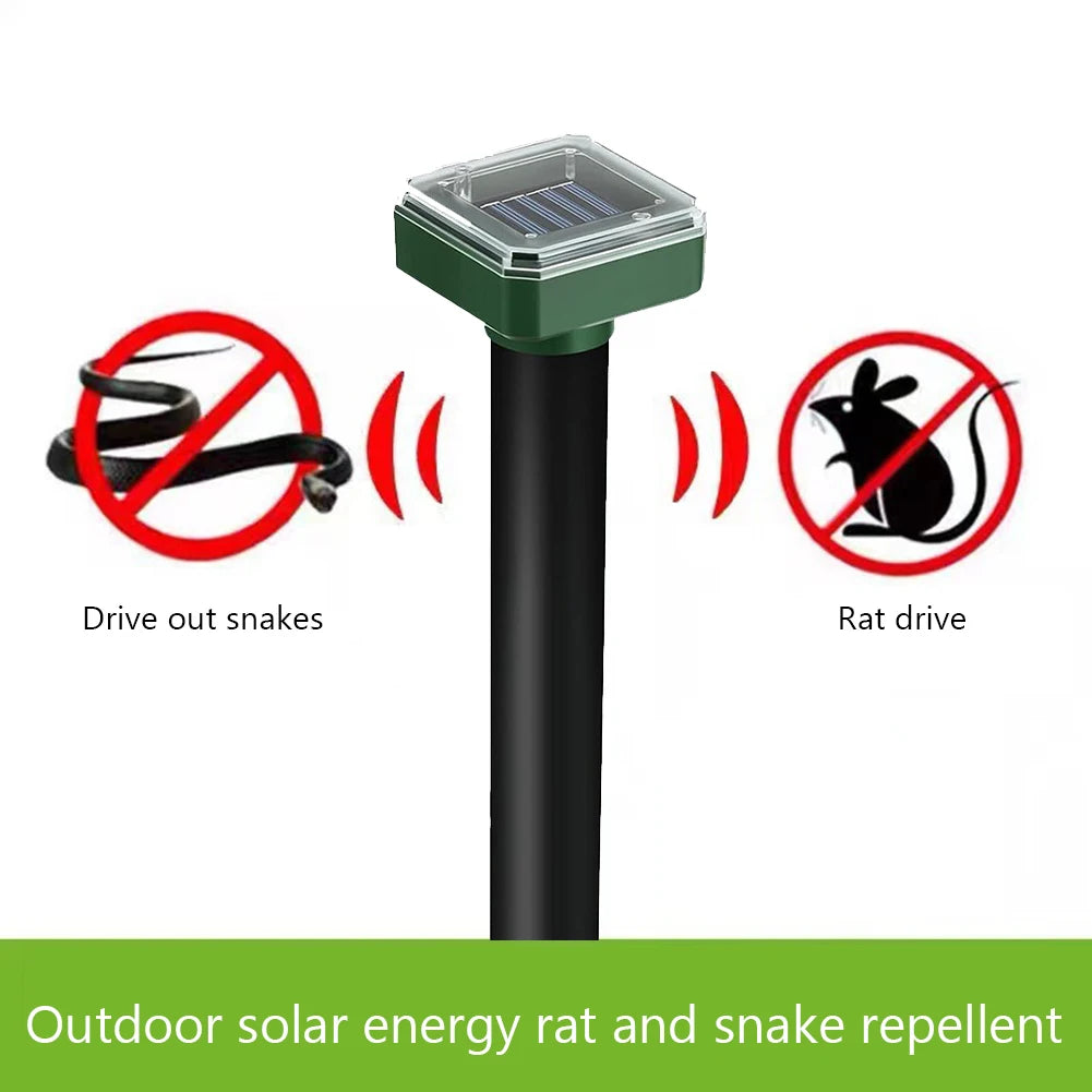 Solar Ultrasonic Pest Repeller - Outdoor Lawn Mouse, Snake & Insect Defense