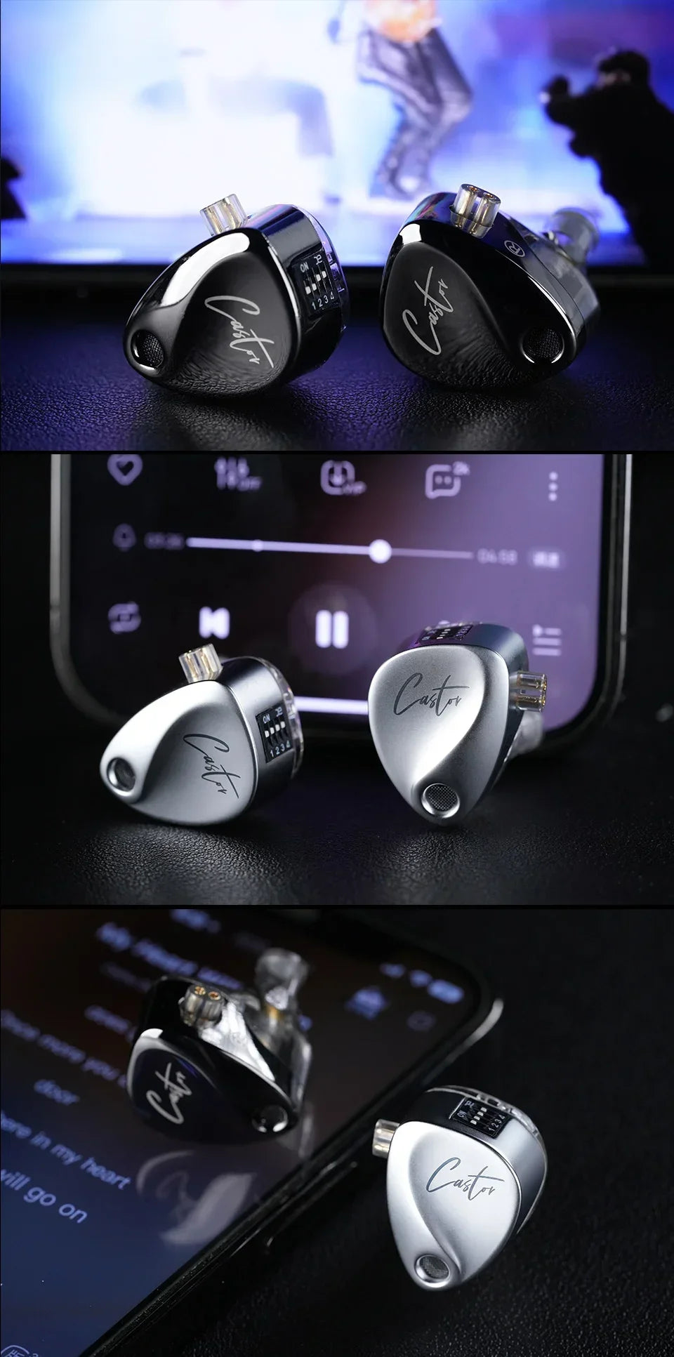 KZ Castor 2DD Dynamic In-Ear Earphones - High-End Tunable HiFi Bass Monitor Headphones
