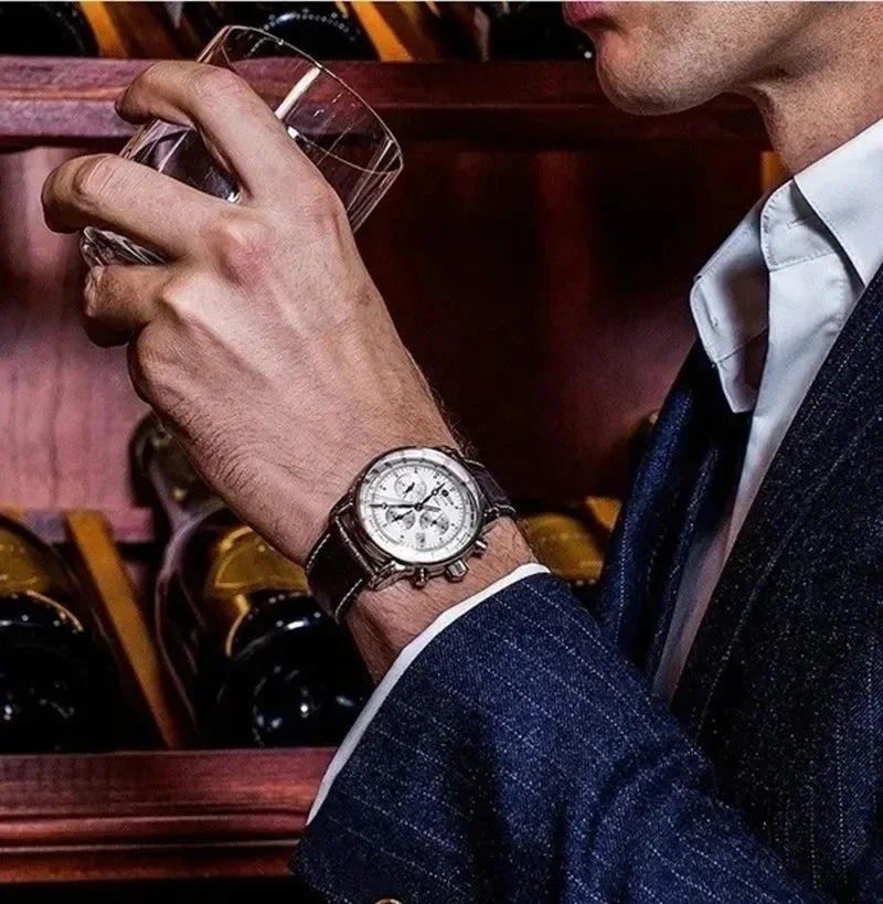 Zeppelin Airship Automatic Date Watch - Men's Luxury Leather Waterproof
