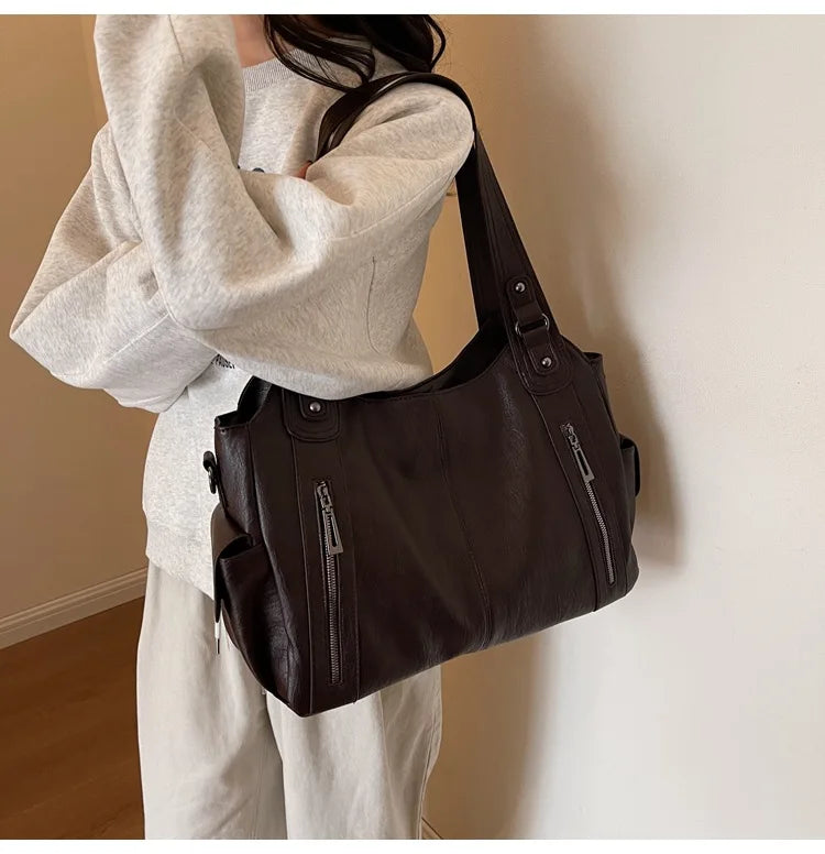 Vabena 2026 Soft Interior Shoulder Bags - High Quality Contrasting PU Handbags