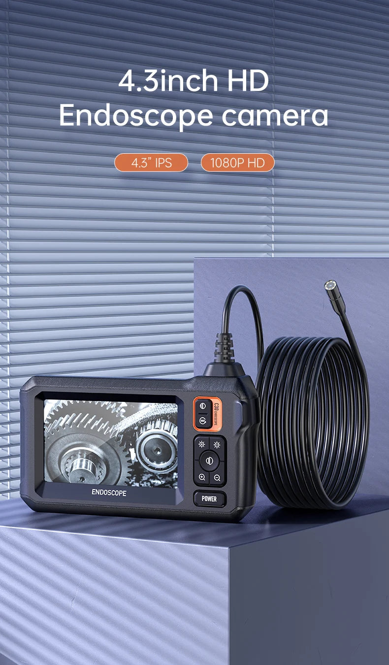 Vabena Industrial Endoscope Camera 8mm HD | 4.3" IPS Screen | IP67 for Car & Pipe