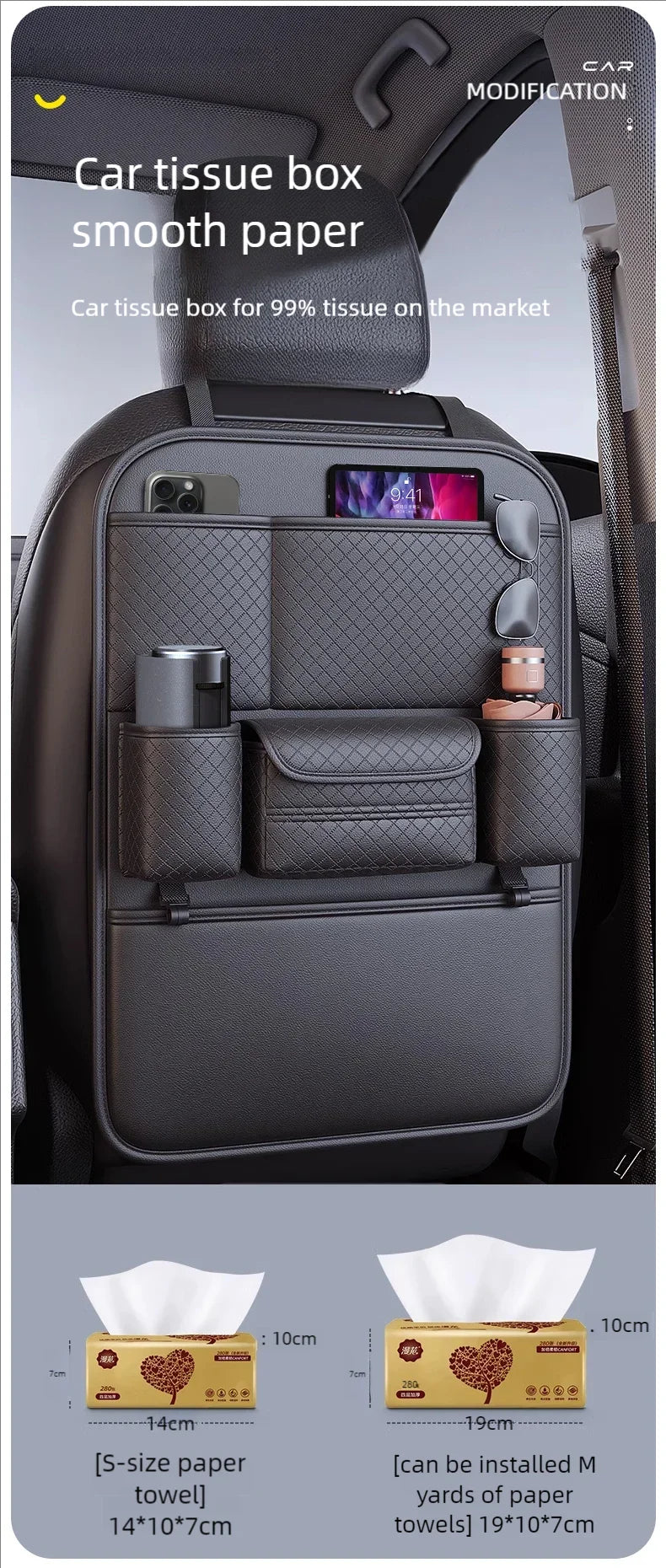 JFBONIN Car Seat Back Organizer - High Capacity Multi-Pocket Storage