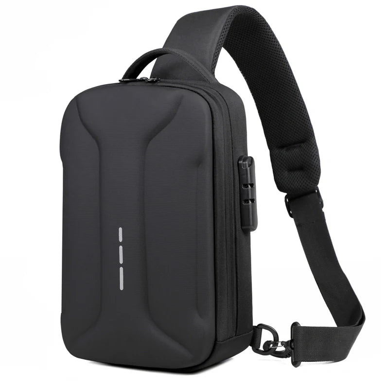 Men's Anti-theft Crossbody Bag with USB Charging Port & Combination Lock for Business & Travel