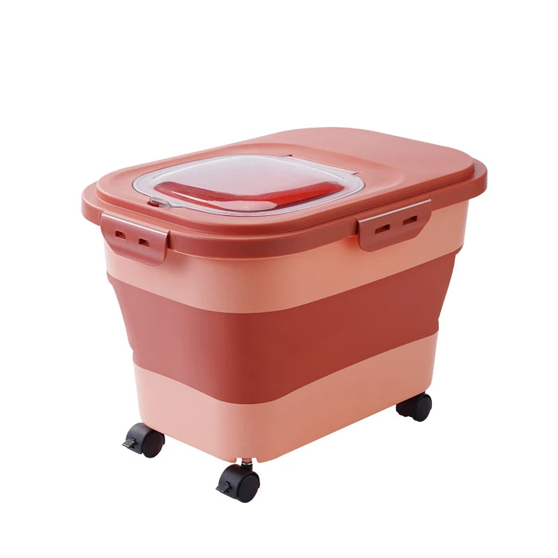 Airtight Collapsible Pet Food Storage Container - 13/33LB Dry Dog Cat Food Box