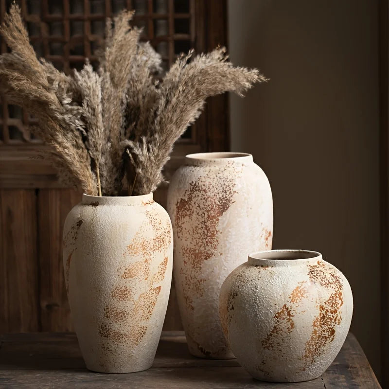 Elegant Retro Ceramic Flowerpot - White Spotted Home Decor