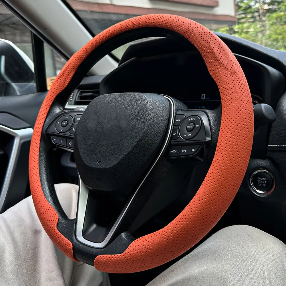 Universal Non-slip Leather Steering Wheel Cover 36-38cm