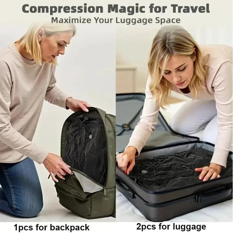 17L Vacuum Compression Bag with Pump - Reusable Travel Storage
