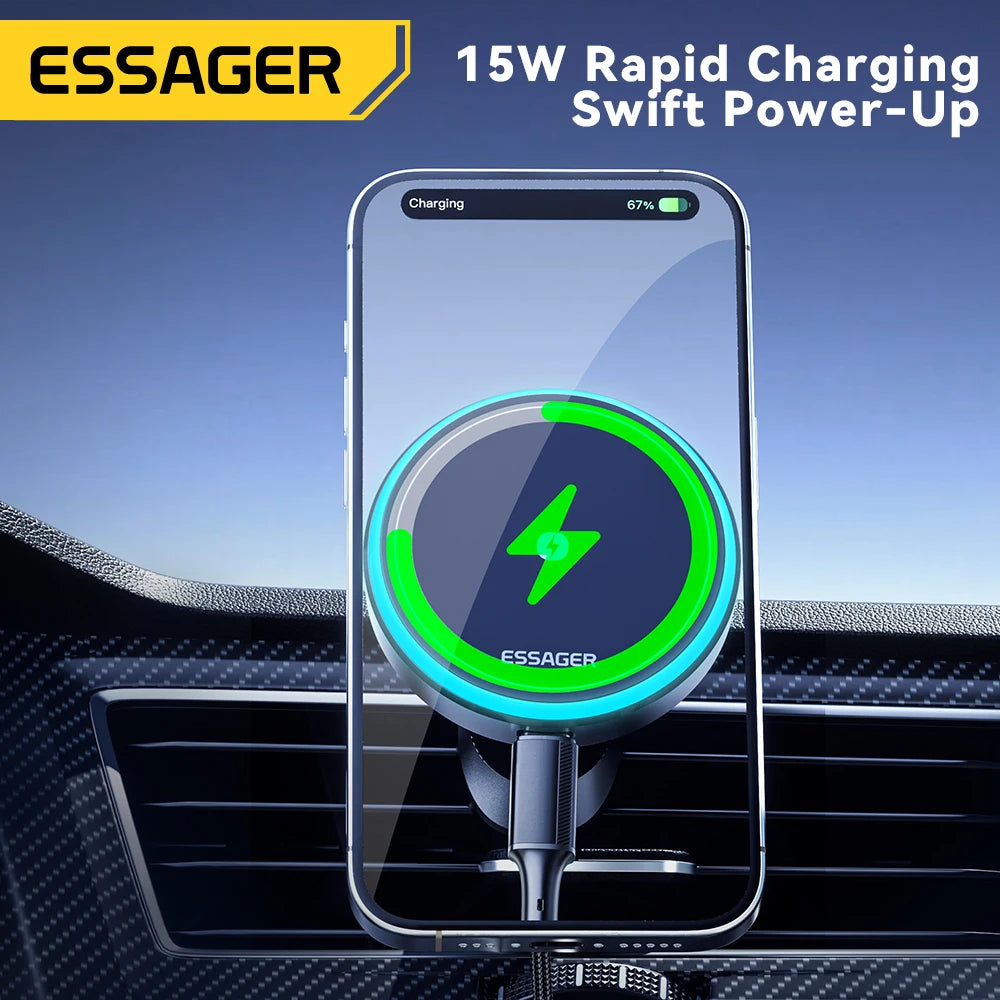 Essager 15W Magnetic Wireless Car Charger Holder - Fast & Secure Mount