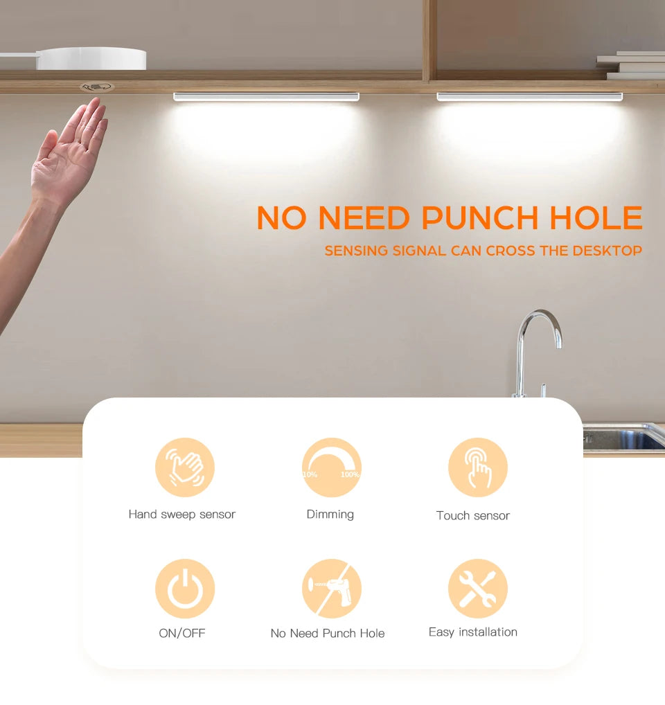 Smart Wireless LED Cabinet Lights: Motion & Touch Sensor for Kitchen & Wardrobe