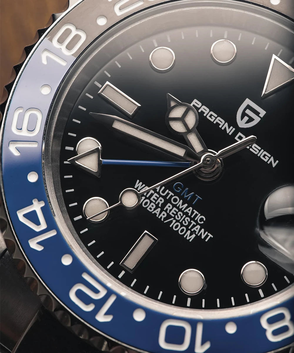 PAGANI DESIGN PD-1662 Luxury GMT Mechanical Watch - Sapphire, Steel, 100M Waterproof