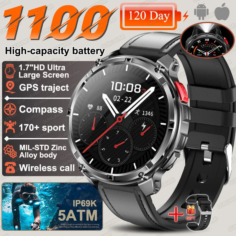 T-Rex3 Pro Smartwatch | 1100mAh Battery, GPS, 5ATM Waterproof, Military-Grade