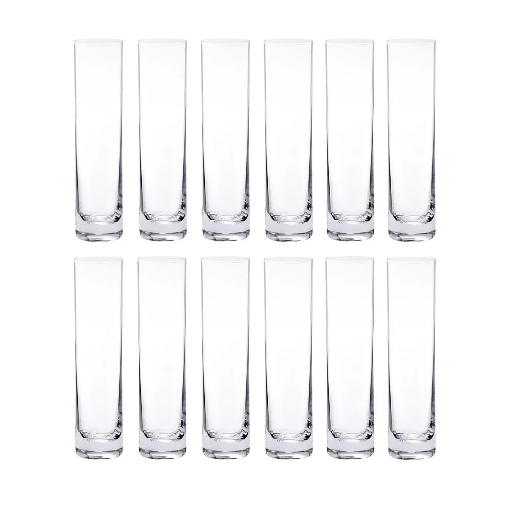 12 Clear Glass Cylinder Vases - Bulk Floral Decor for Events & Home