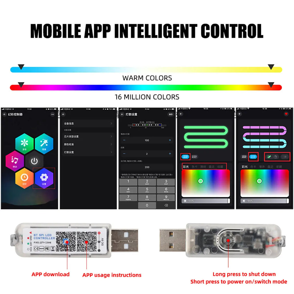 10-in-1 Car LED Interior Atmosphere Lights - App/Remote Control RGB Symphony