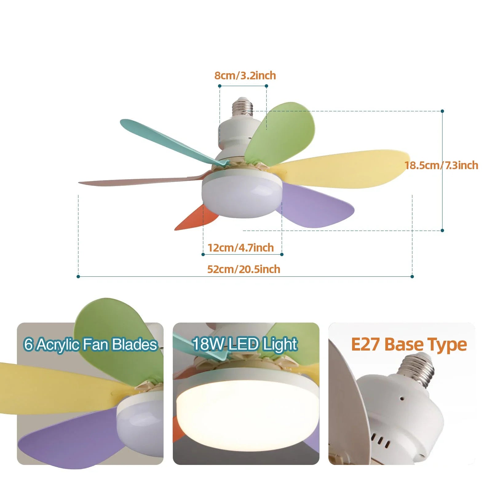 Vabena LED 40W Ceiling Fan Light E27 with Remote Dimming