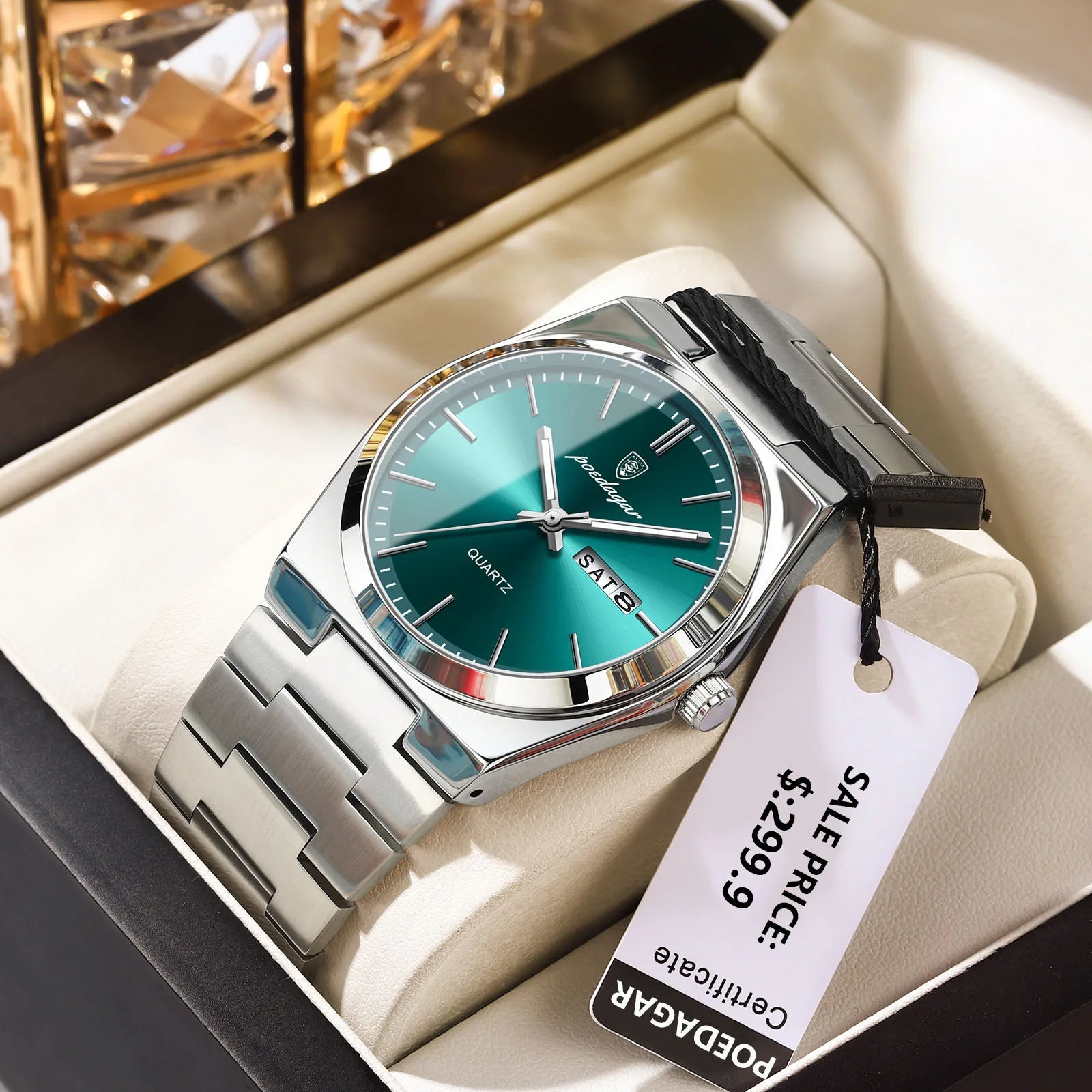 POEDAGAR Luxury Men's Quartz Watch - Waterproof, Luminous, Date & Week