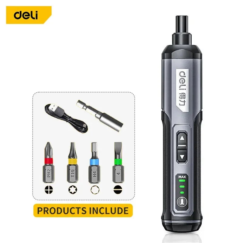Deli Mini Electric Screwdriver Set - USB Rechargeable 2000mAh