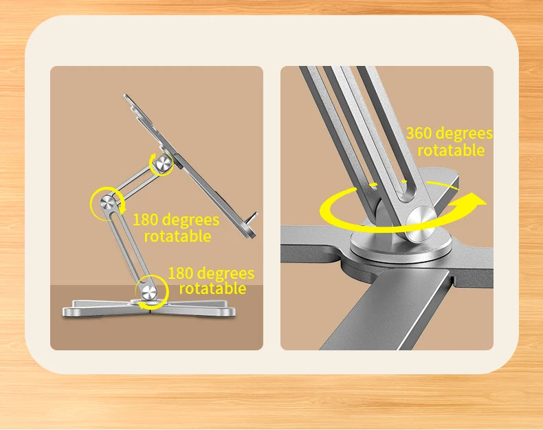 XIKCU Foldable Laptop Stand - 360° Rotating Aluminum Notebook Table