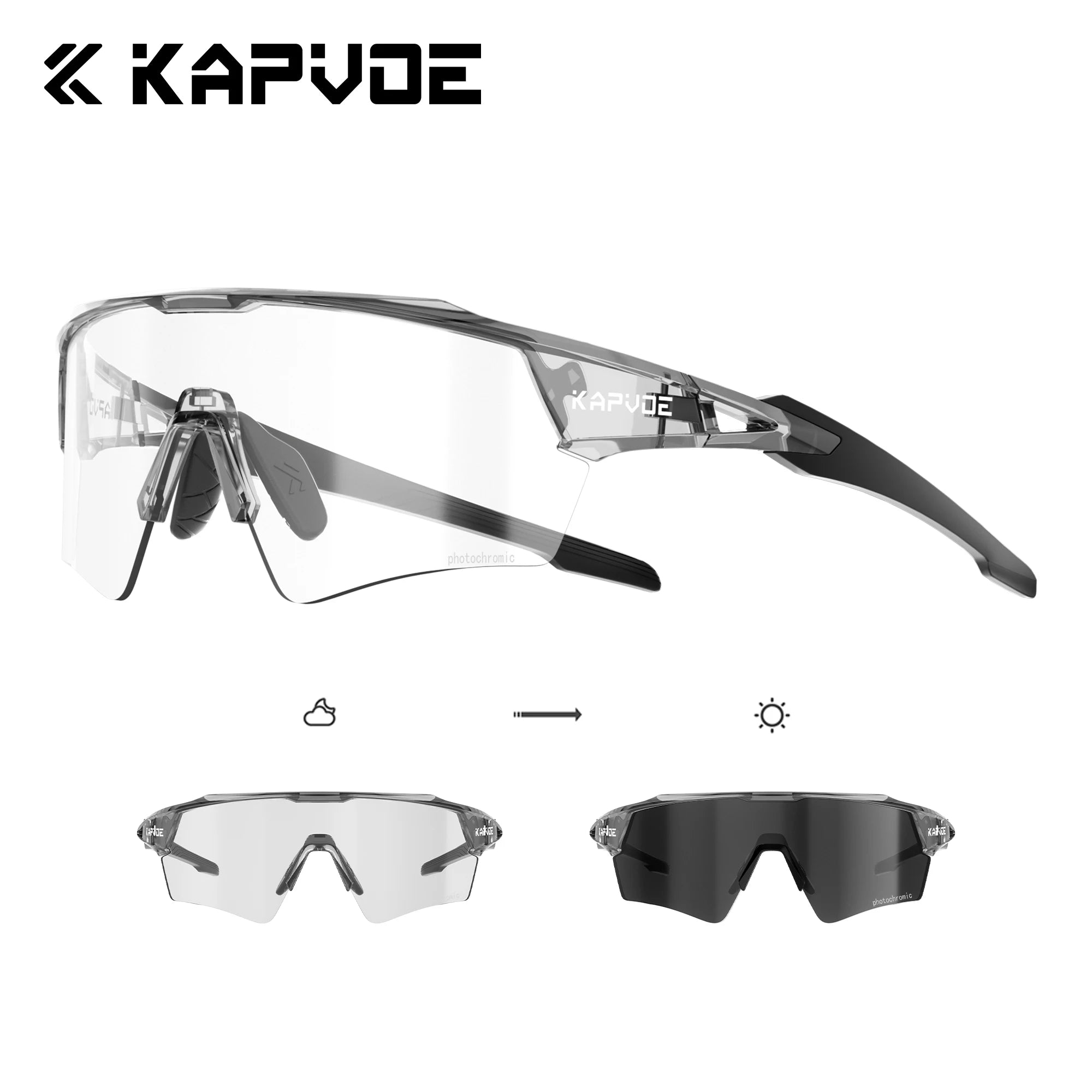Kapvoe Photochromic Cycling Sunglasses UV400 MTB Road Bike Goggles Men Women
