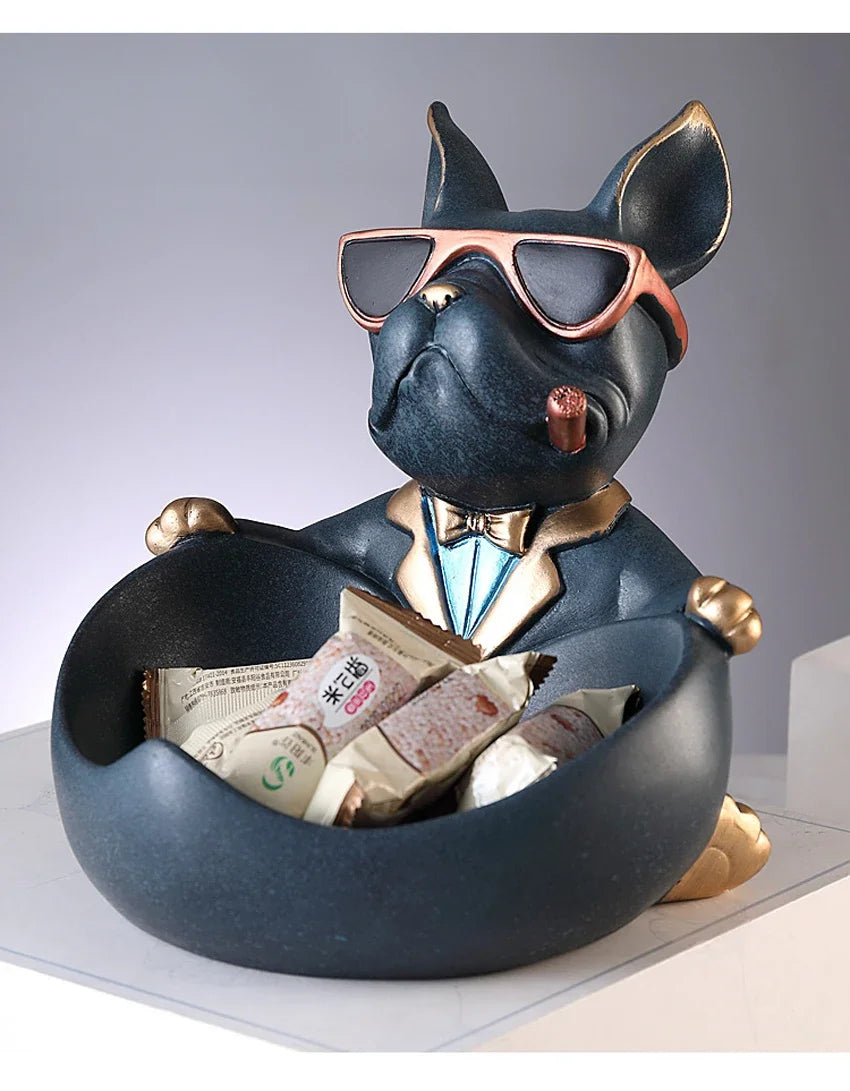 Cool Dog Figurine Storage Box - Resin Art Home Decor Gift