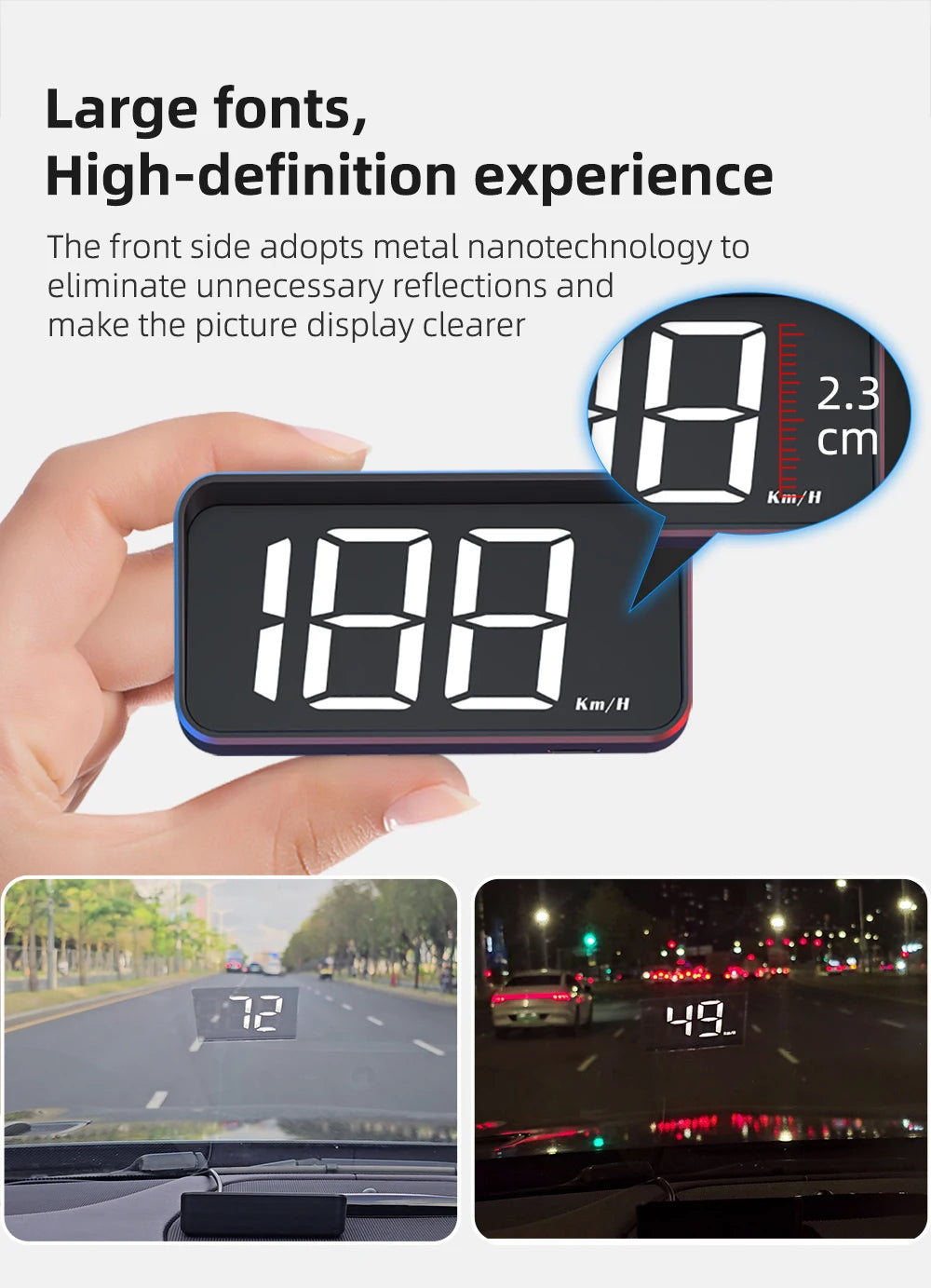 M2 HD Car HUD Windshield Projector | GPS Speedometer Display