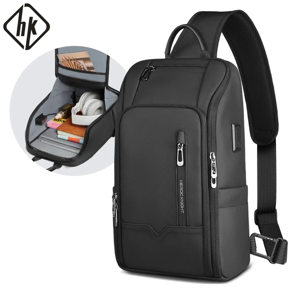HK Anti-theft Men's Crossbody Bag | Waterproof USB Charging Sling Satchel