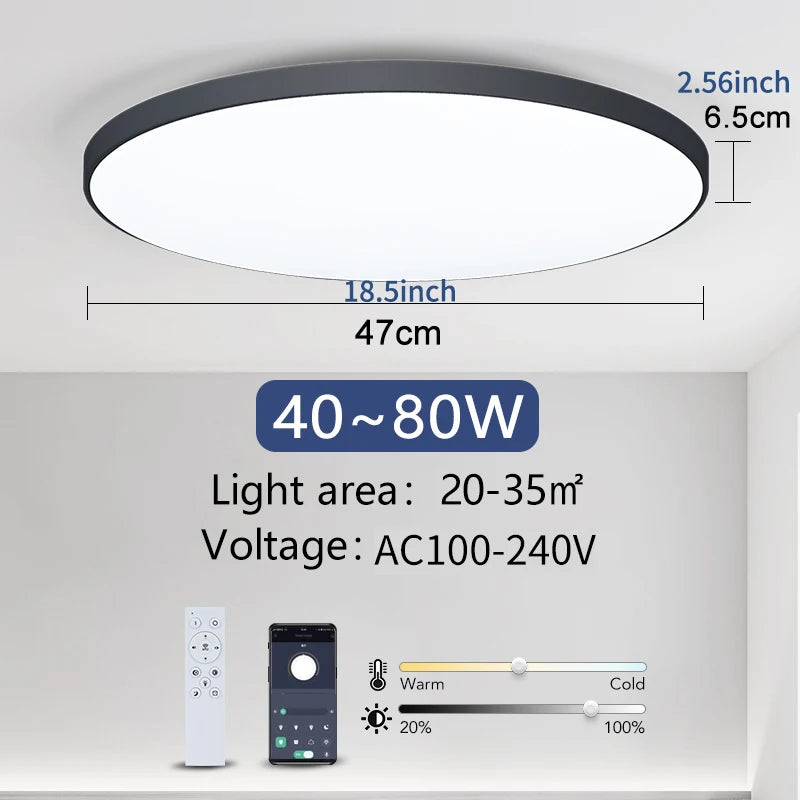 MARPOU Large LED Ceiling Lamp - Modern Bright Illumination for Bedroom