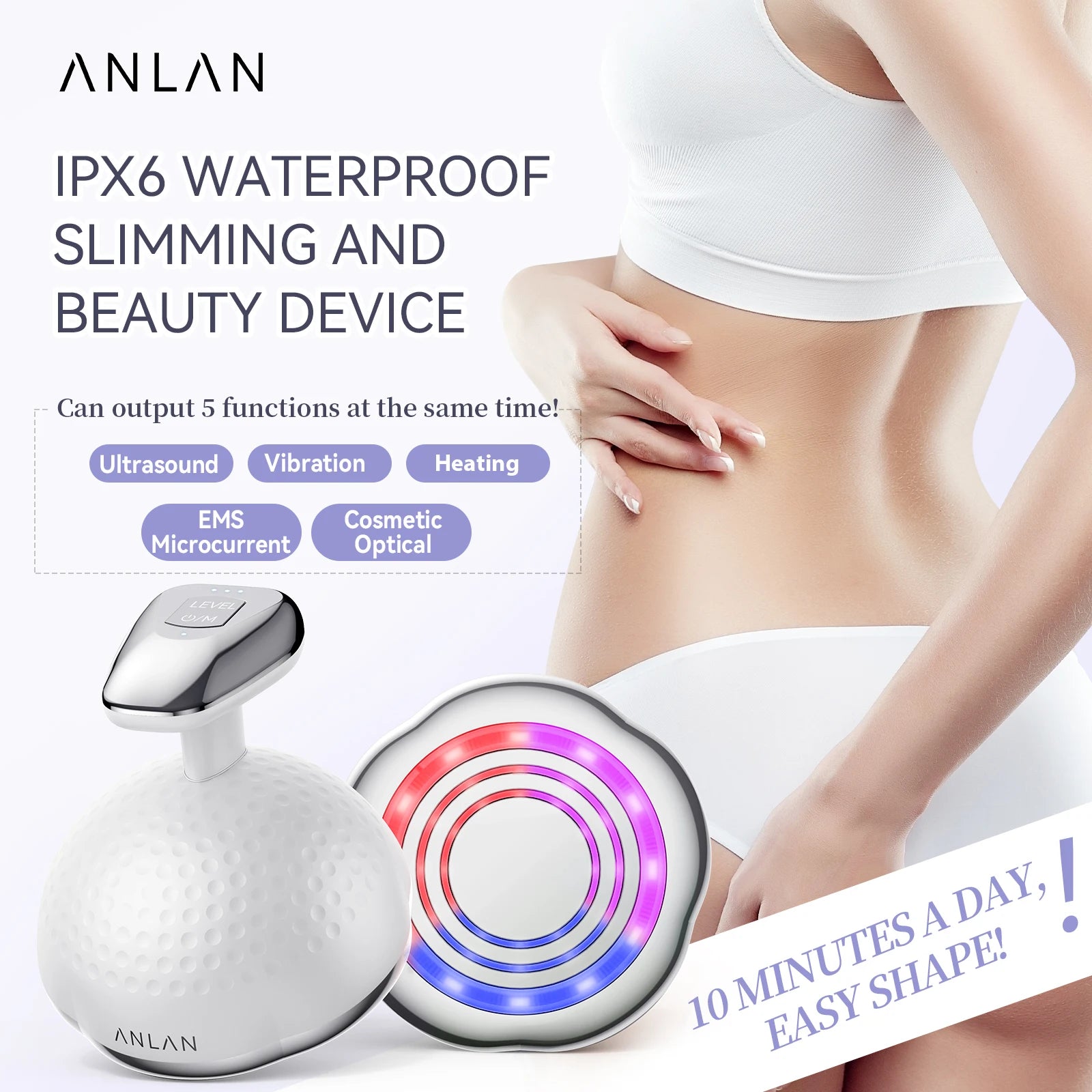 ANLAN 5-in-1 RF Cavitation Ultrasonic Body Slimming Massager for Fat Burning & Skin Tightening