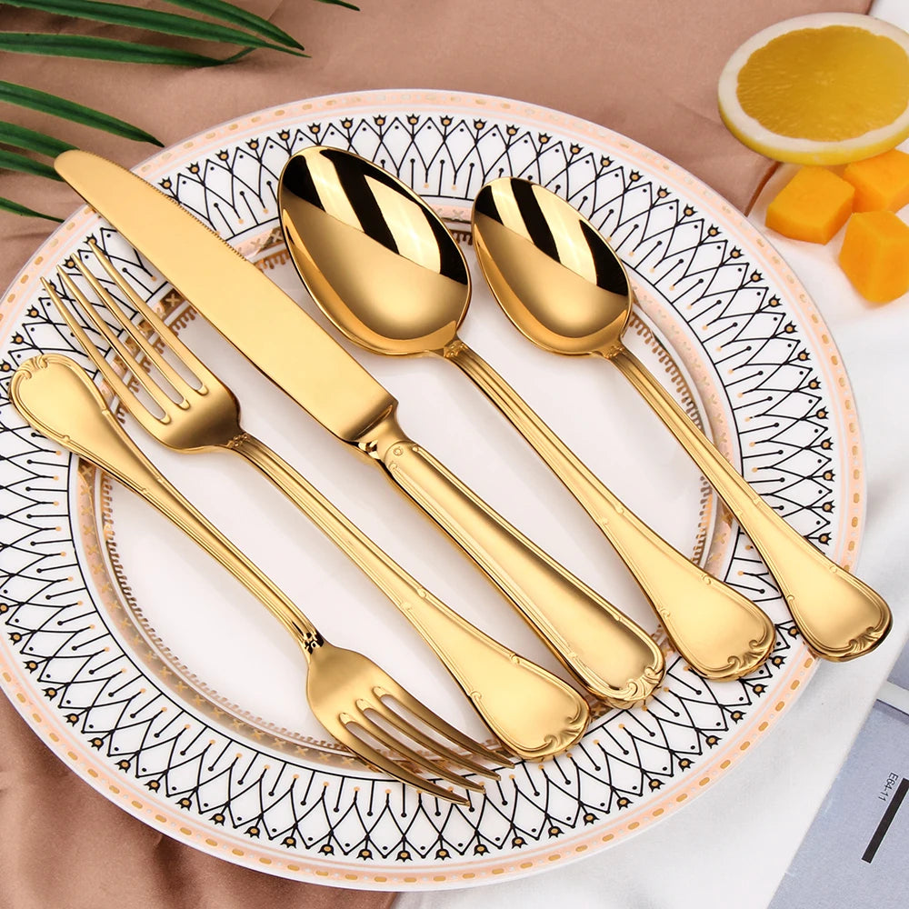 Vabena 24-Pc 18/10 Stainless Steel Mirror Polished Flatware Set for 6