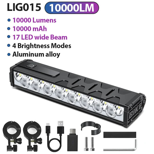 NEWBOLER 10000 Lumen Bike Light - USB Rechargeable MTB Road Lamp
