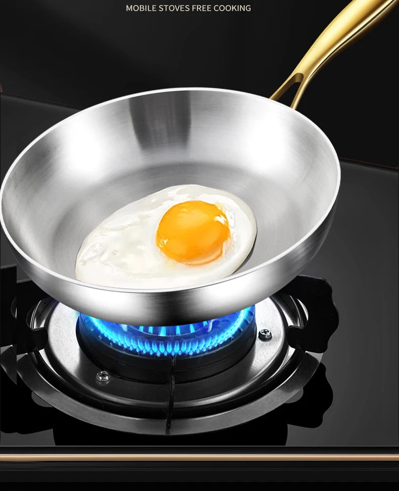 316 Stainless Steel Nonstick Frying Wok Pan - Induction & Gas Stove Ready Cookware