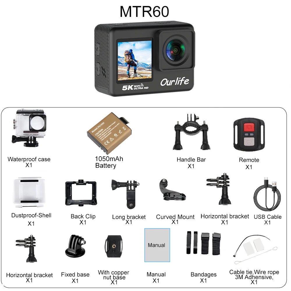 Ourlife 4K Action Camera - Waterproof, WiFi, Touch LCD | Capture Your Adventures