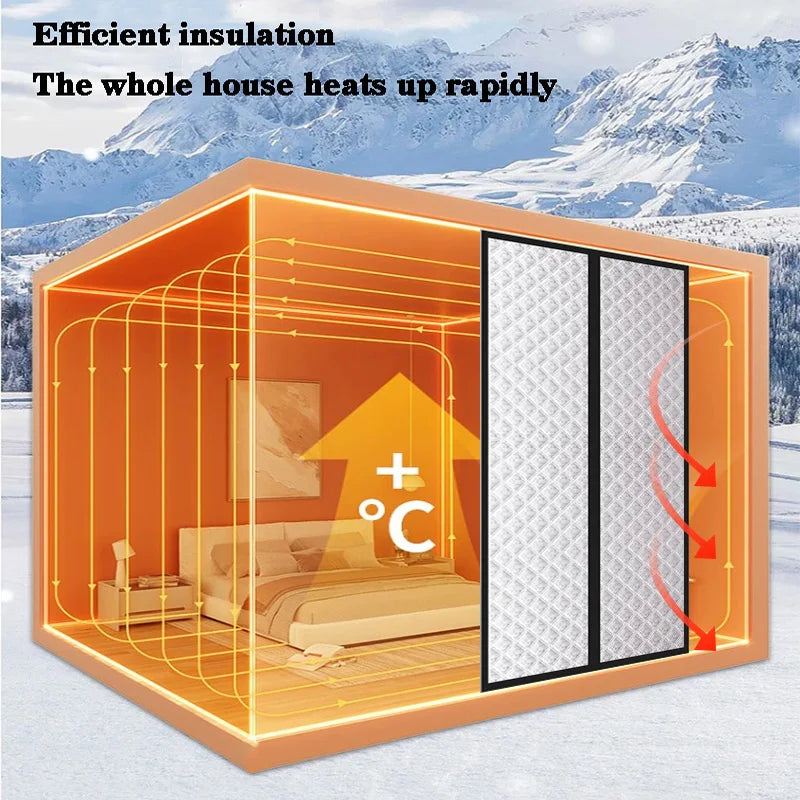 Magnetic Winter Door Curtain | No Drill | Energy Saver | Easy Install