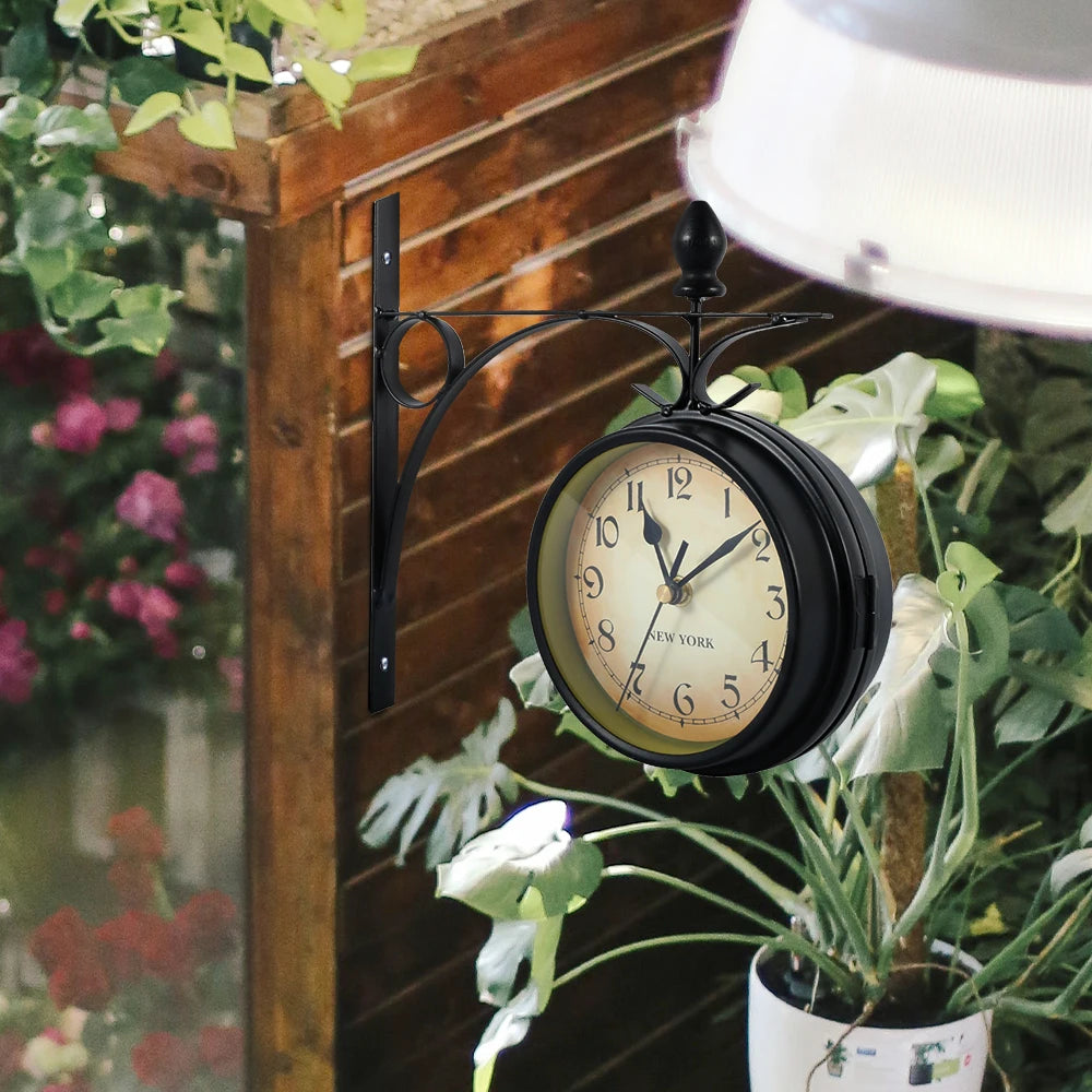 Retro Double-Sided Wall Clock | Vintage Home & Office Decor