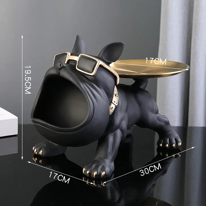 Chic Bulldog Figurine & Key Holder - Modern Home Entryway Decor