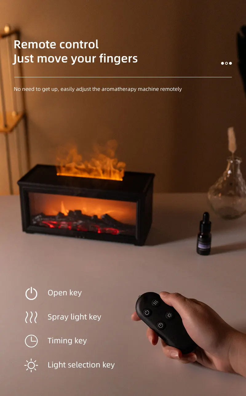 Simulated Fireplace Flame Diffuser & Humidifier with Essential Oils