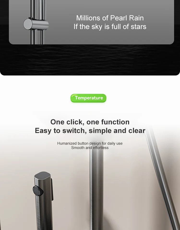 Vabena Grey Piano Button Digital Display Rain Shower System with Ambient Light