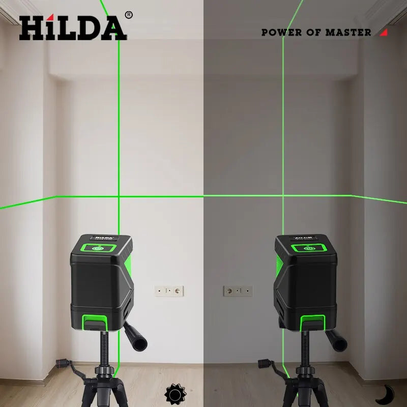 HILDA 2 Lines Green Laser Level - Self-Levelling Cross Line Mini Tool