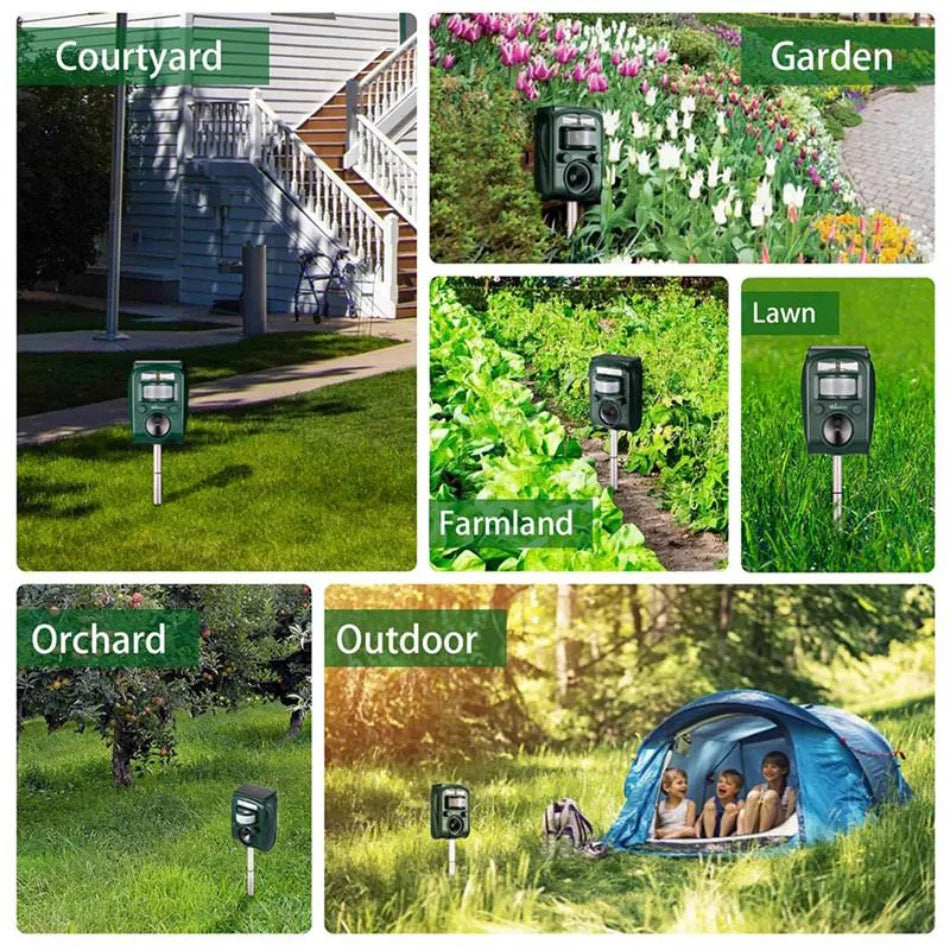 Solar Ultrasonic Animal Repeller - Outdoor Pest Control