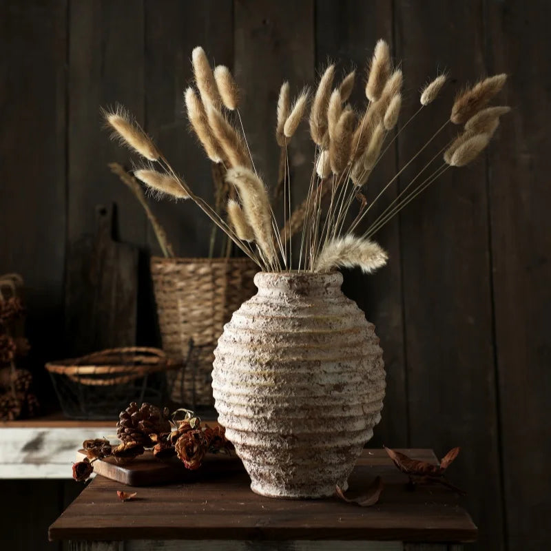 Retro Nostalgic Clay Pottery Vase - Vintage Handmade Home Decor 21.5CM