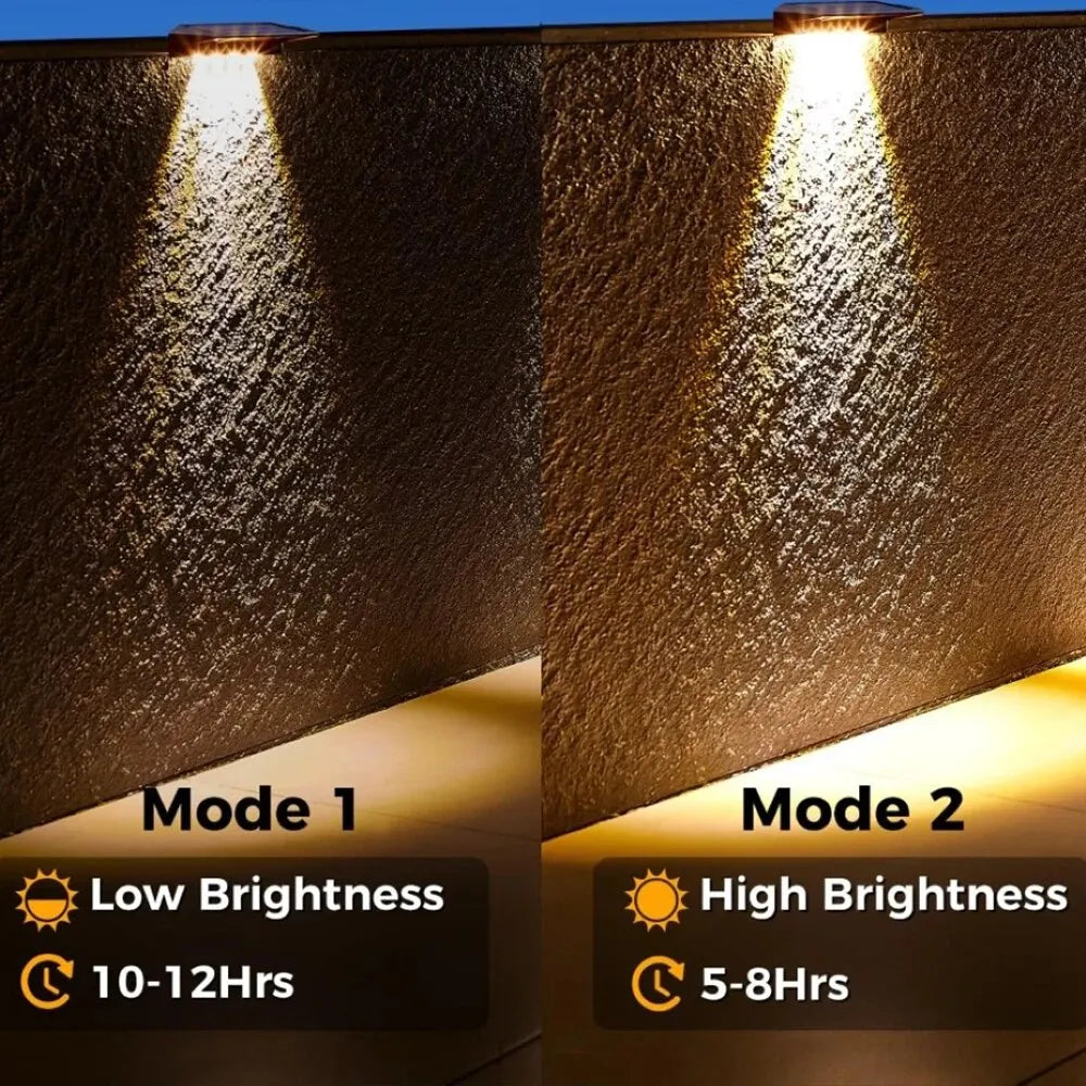 2-Pack 4 LED Solar Wall Lights – Outdoor Waterproof Fence & Deck Lighting