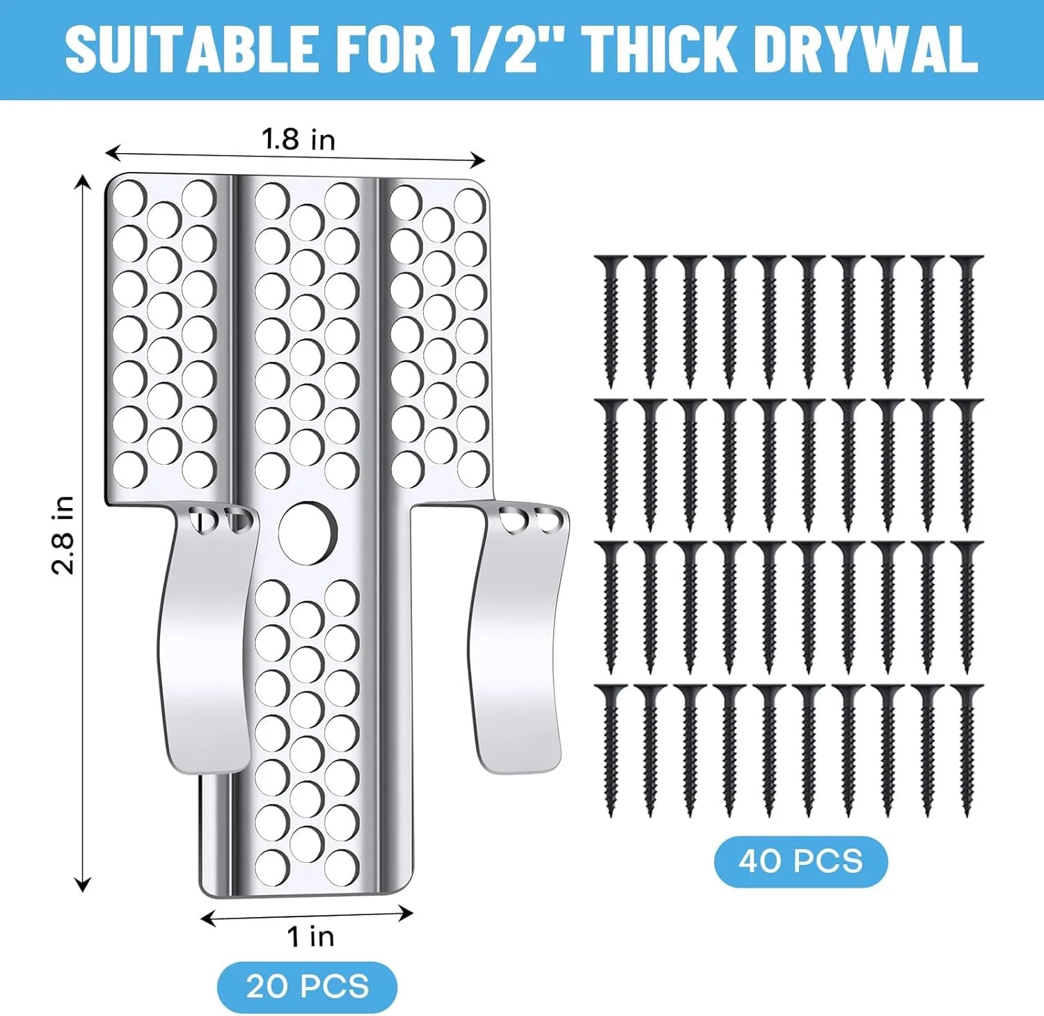 Heavy-Duty Drywall Repair Clips with Screws - Easy Wall Patch & Durable Fastener Solution (10/20pcs)