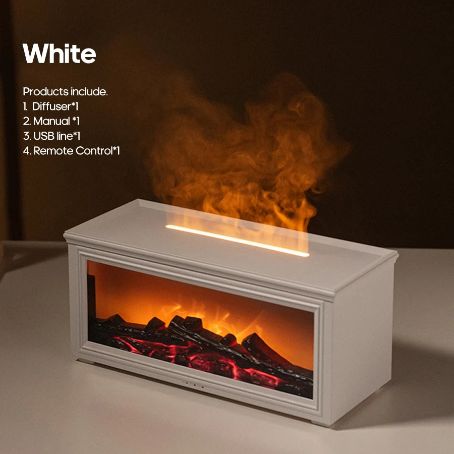 Simulated Fireplace Flame Diffuser & Humidifier with Essential Oils