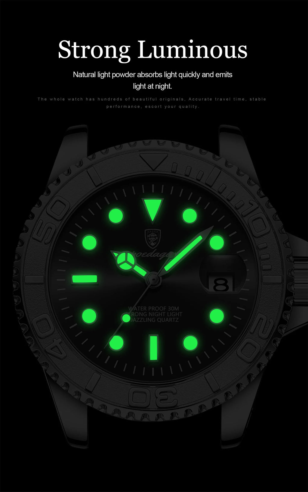POEDAGAR Luxury Men's Quartz Watch - Waterproof & Luminous Date