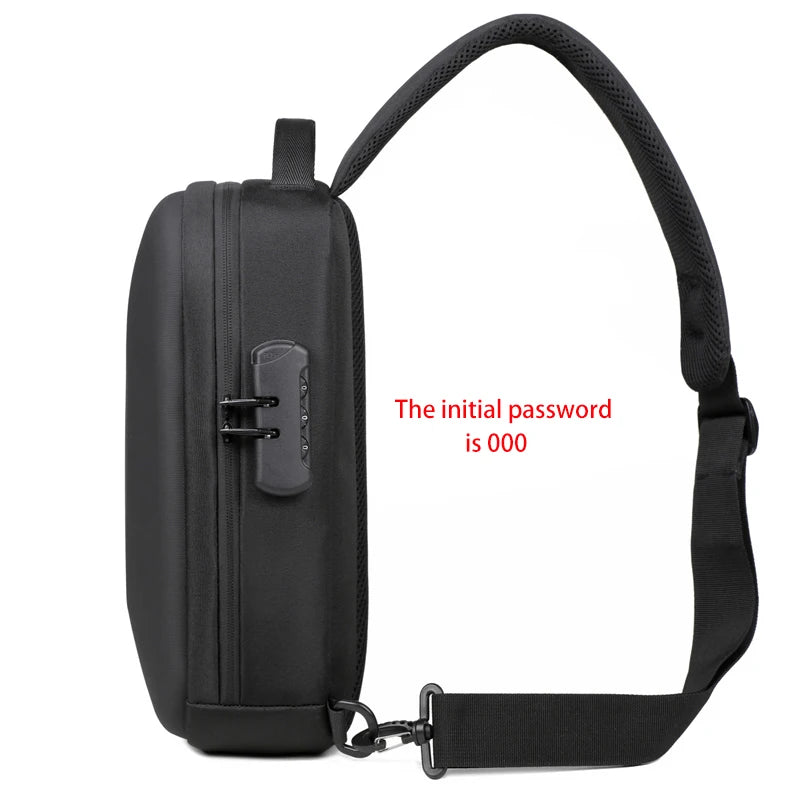 Men's Anti-theft Crossbody Bag with USB Charging Port & Combination Lock for Business & Travel