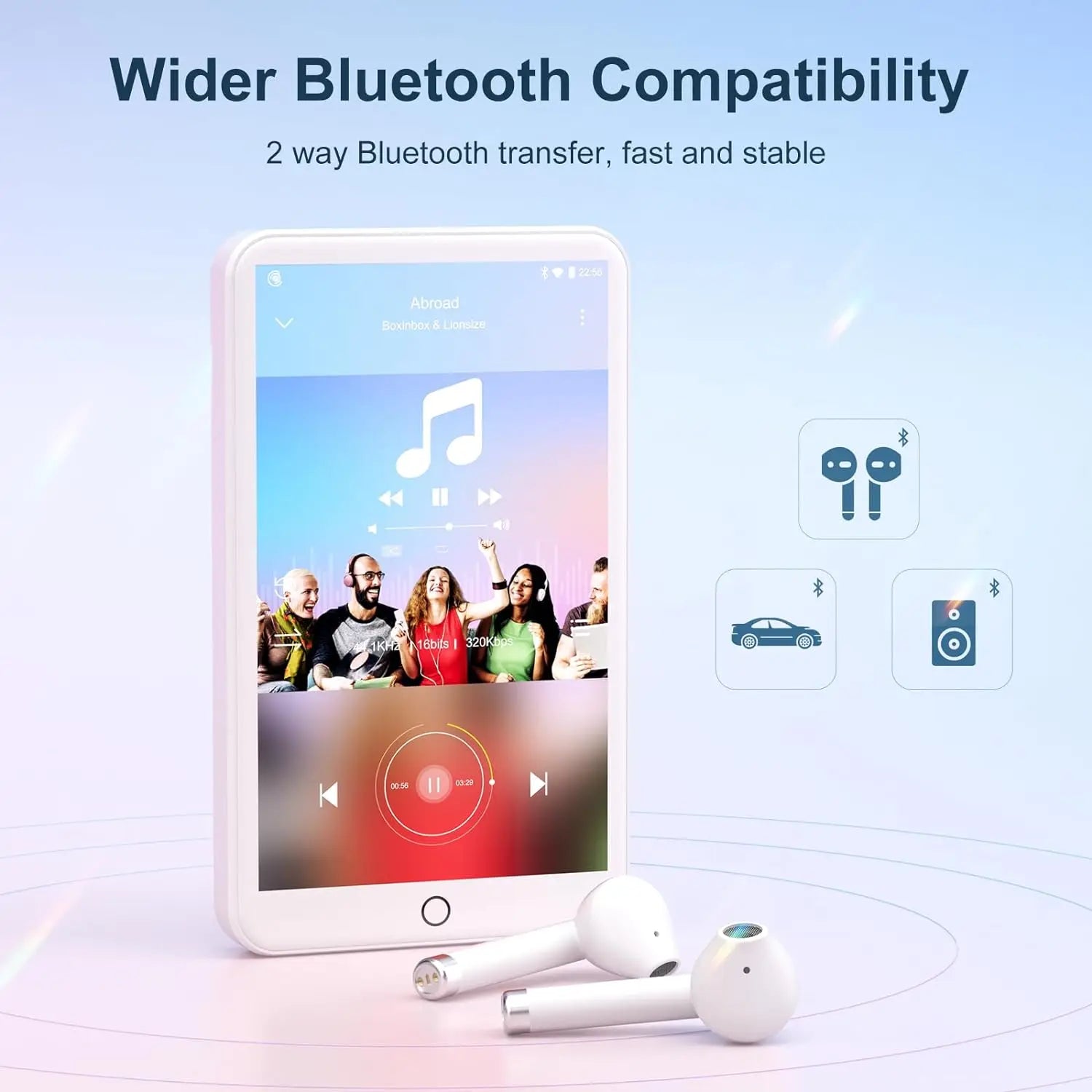 MECHEN Android 9.0 MP3/MP4 Player | Bluetooth, WiFi, Spotify | 512GB Storage - White