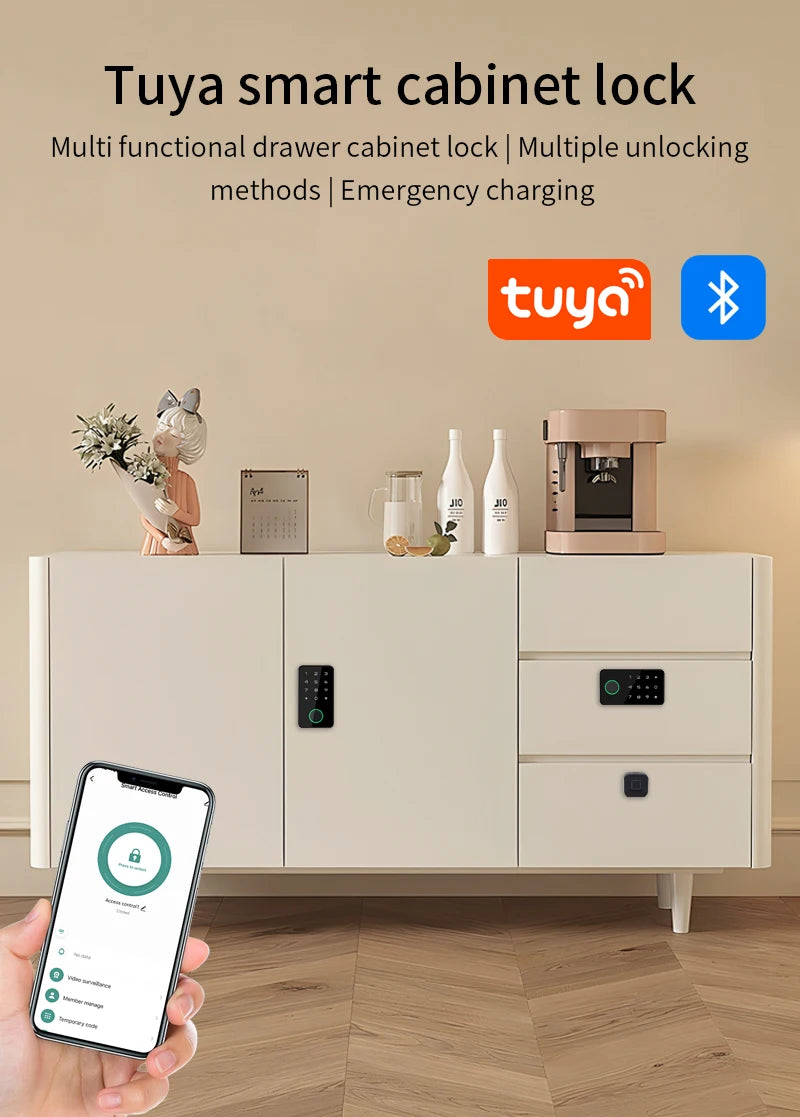 Invisible Biometric Drawer Lock - Smart Bluetooth & IC Card Security